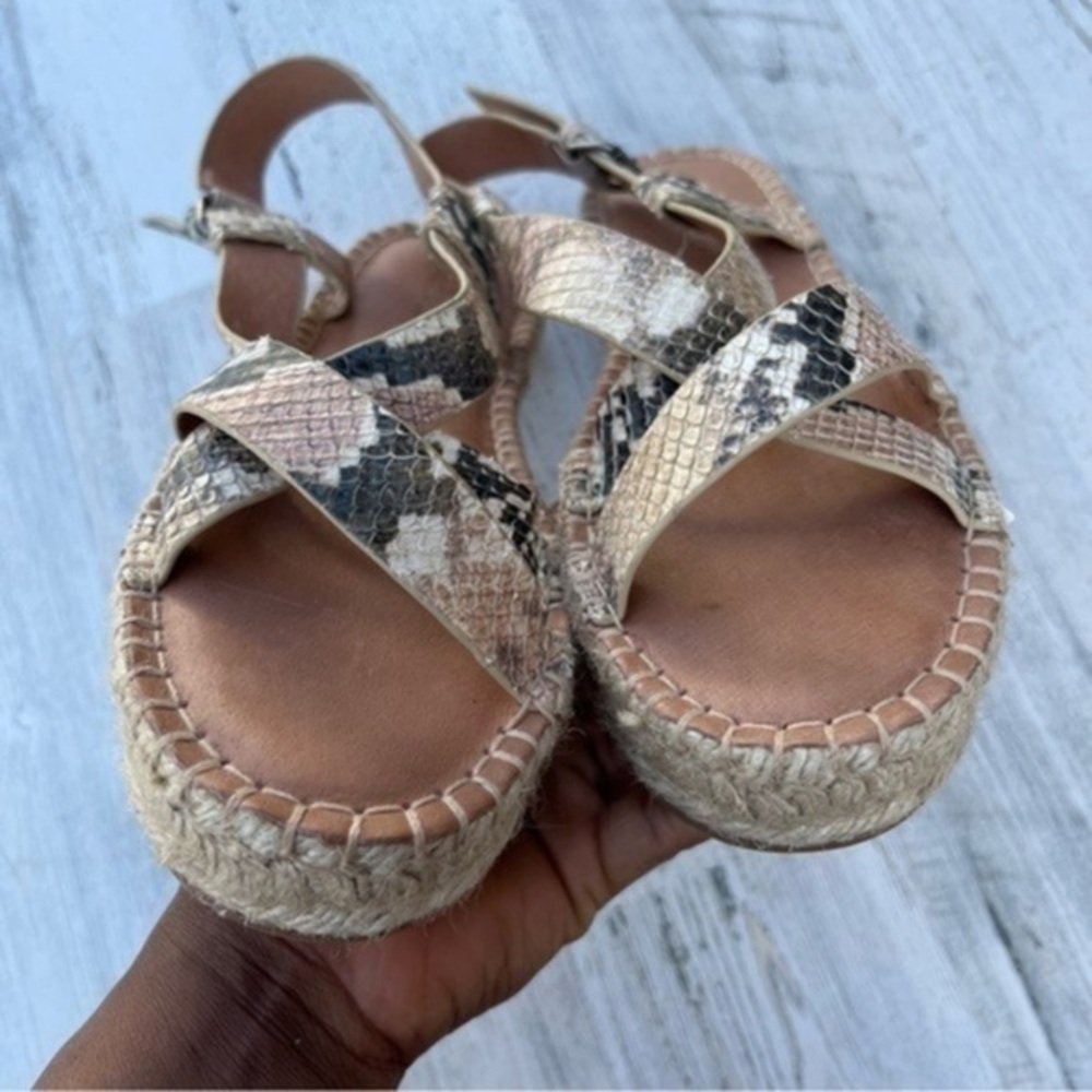 Madewell Snake Print Espadrille Platform Sandals - Beige/Tan/Black - Picture 4 of 13